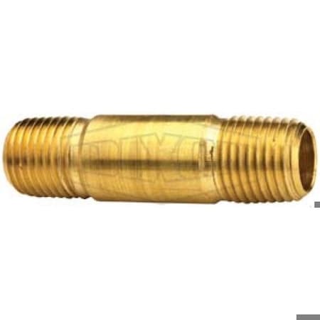 Dixon Long Pipe Nipple, 3/8-18 Nominal, 3-1/2 in L, Brass, MNPT End Style, Import 1660635C